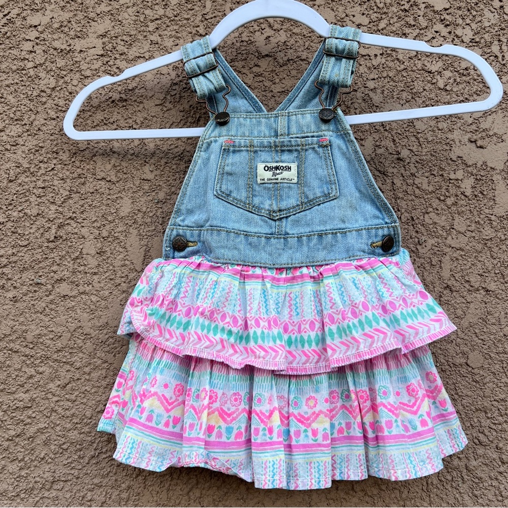 OshKosh B'gosh Denim and Pink Patterned Dress